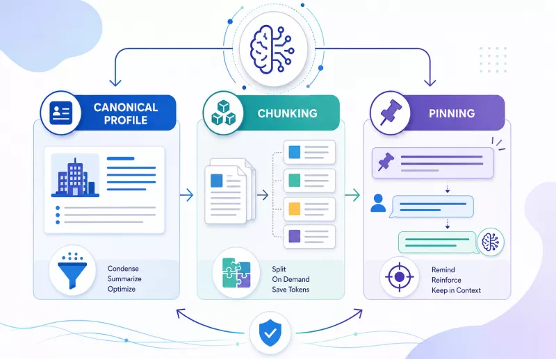 Comparison diagram of techniques: canonical profile, chunking, and pinning