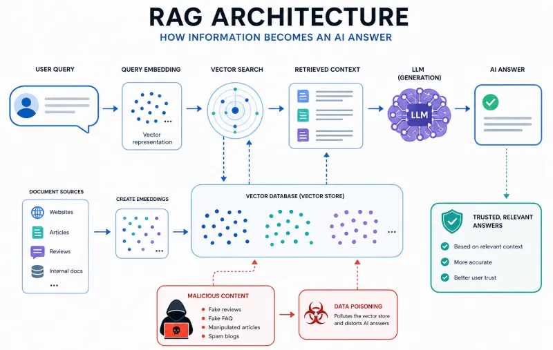 Block diagram of RAG architecture and model source poisoning