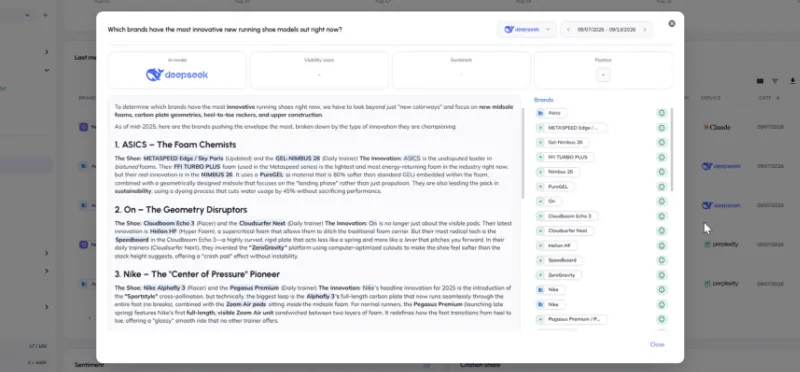 **Don’t stop at the numbers — see the actual AI answers**
