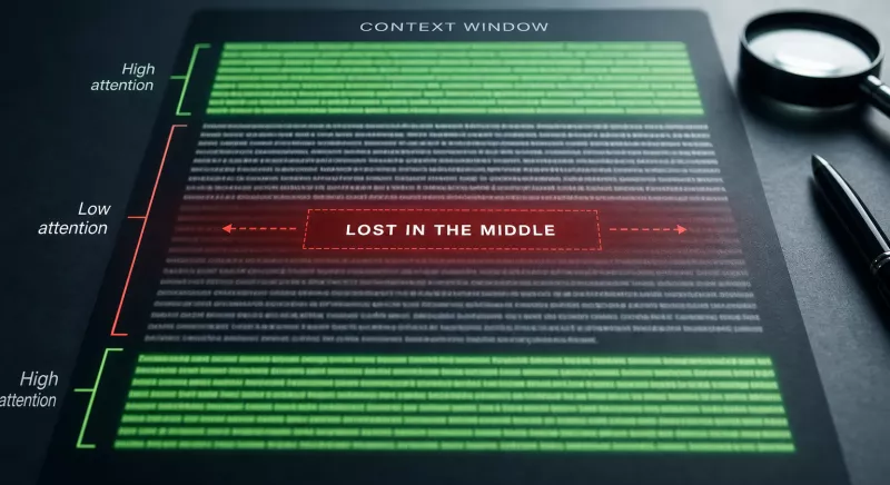 The 'lost in the middle' effect in RAG systems